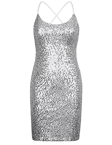 kayamiya Women's Sequin Dress Sexy Bodycon Lace Up Backless Homecoming Cocktail Dresses Party Night