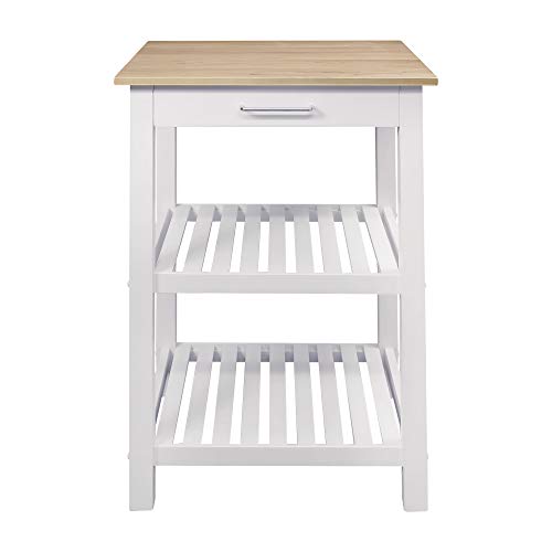 American Trails Sunrise American Kitchen Island, Natural Maple Top, White Base (New)