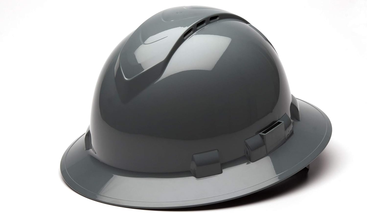 Pyramex Ridgeline Full Brim Hard Hat 4 Point Ratchet Slate Gray Vented
