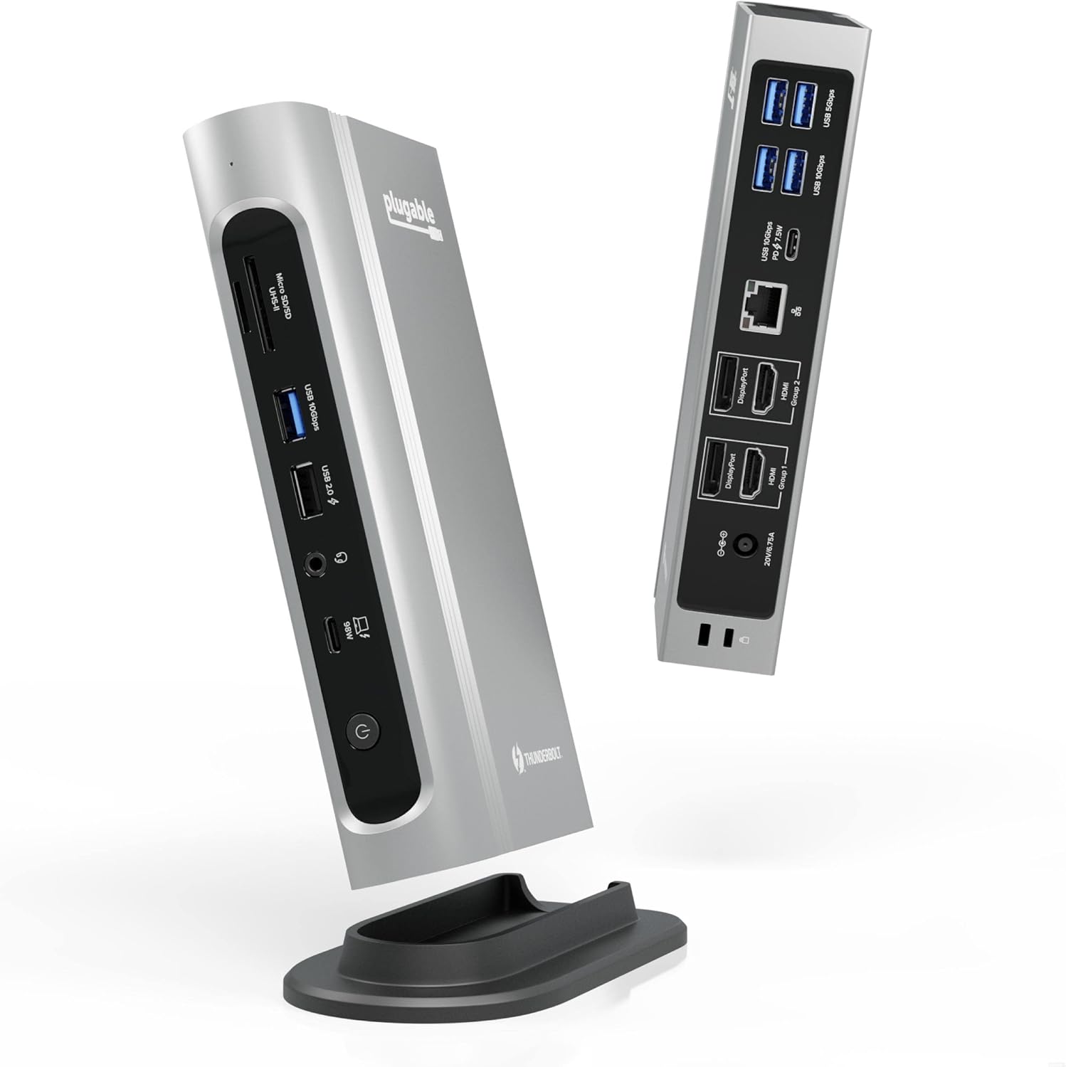 Plugable 16-in-1 Thunderbolt 4 Dock with 100W Charging, 4K Quad Monitor Setup for Thunderbolt 4 Windows Laptops, Thunderbolt Certified Dock with 2x HDMI, 2x DisplayPort, 2.5G Ethernet, 7x USB, SD