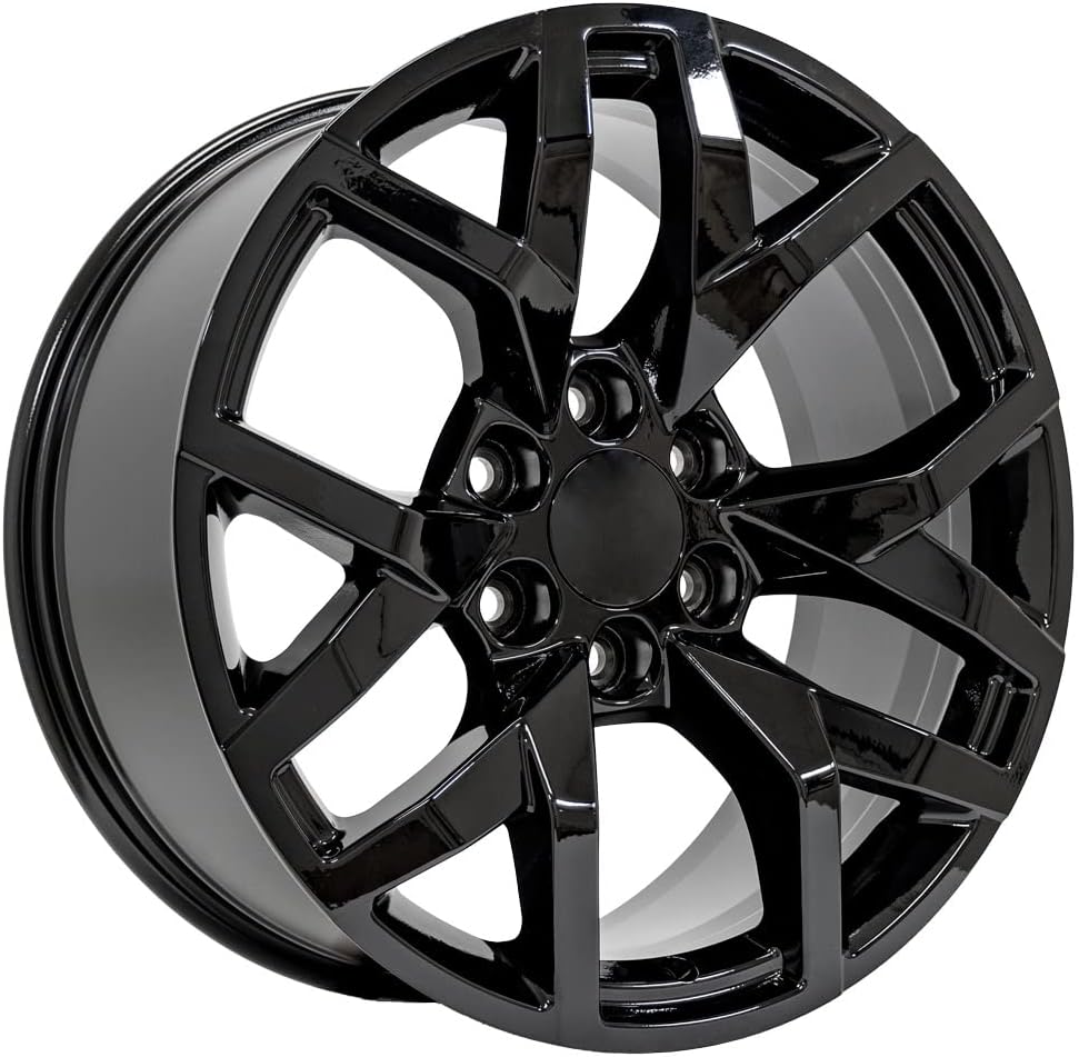 OE Wheels LLC 20 inch Rims Fits Chevy Silverado Tahoe Sierra Yukon Escalade Silverado CV66 20x9 Rim Gloss Black SET