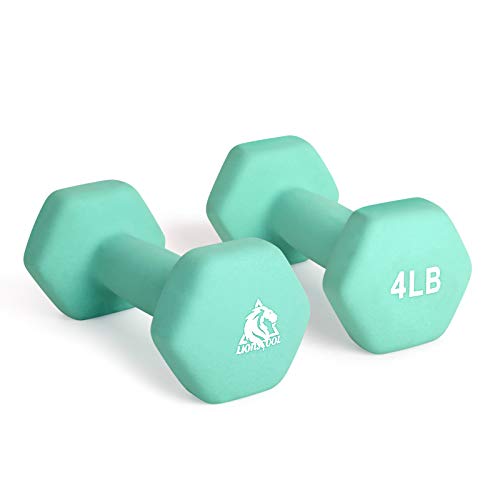 LIONSCOOL Set of 2 Neoprene Coated Dumbbell Hand Weights, Anti-Slip and Anti-Roll Hex Dumbbells in Pair for Strength Training, Resistance Training