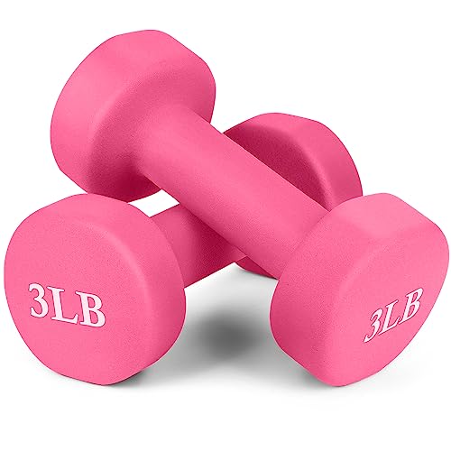 JBM Neoprene Dumbbell Pairs, 2-8lbs Hand Weight Set of 2 Non Slip Hexagonal Shape Dumbbell with Easy to Read Number, Fitness Dumbbell Set