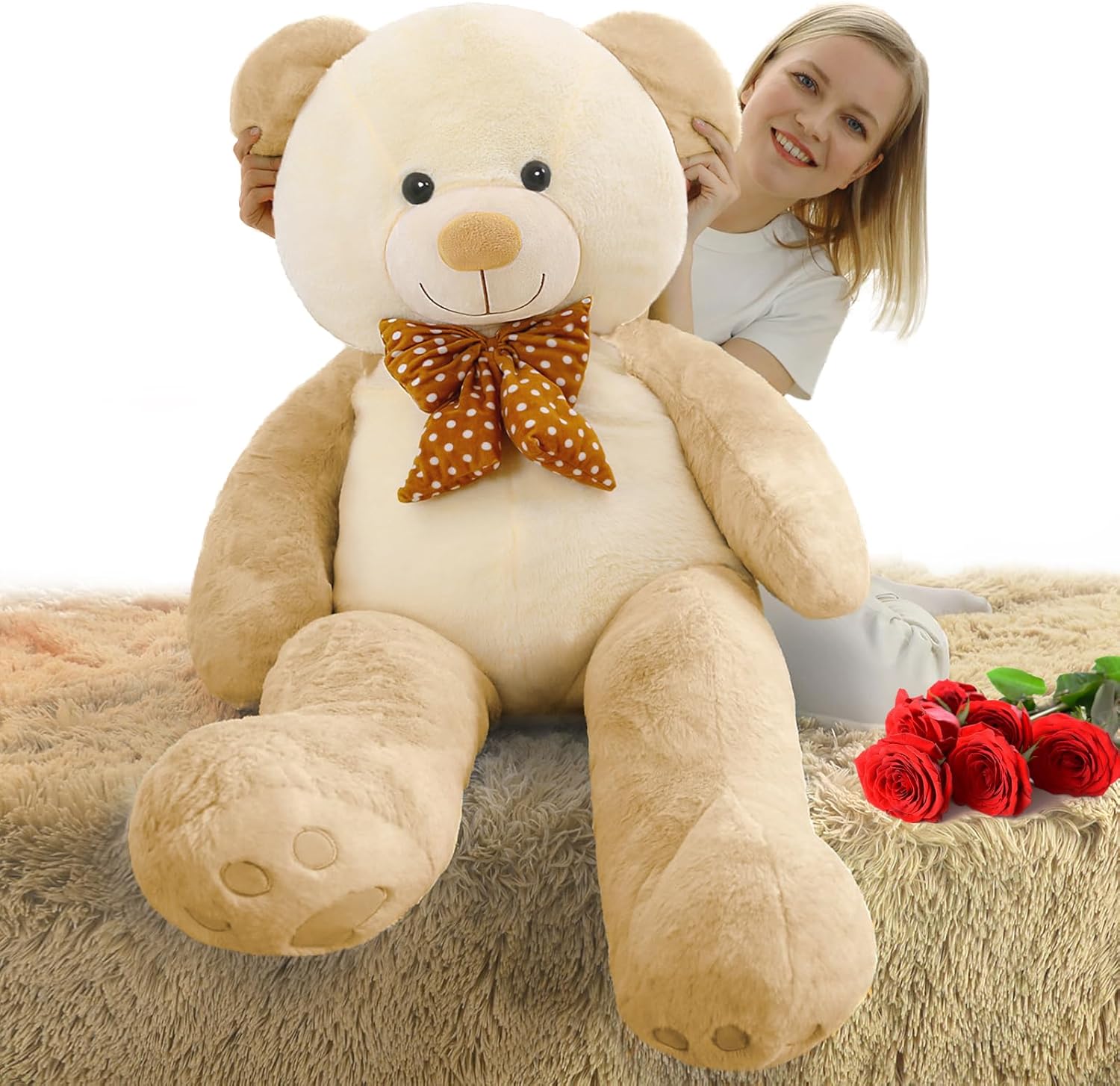MorisMos 2 Pack Big Teddy Bear 4 feet stuffed animal, Soft Giant Teddy for Adult Kids