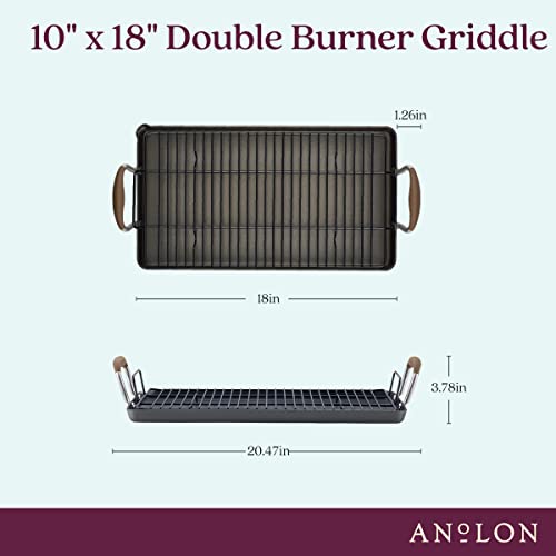 Anolon Advanced Home Hard Anodized Nonstick Deep Square Grill/Griddle Pan with Pour Spouts, 11 Inch, Onyx