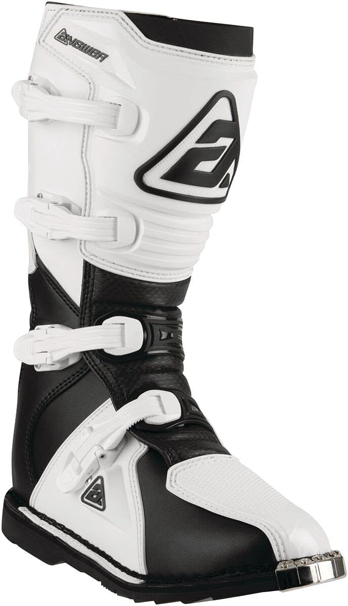 Answer Racing 446633 Powersports Motocross Protection Gear: AR1 Boots, Black/White, Size 7, 1 Pair