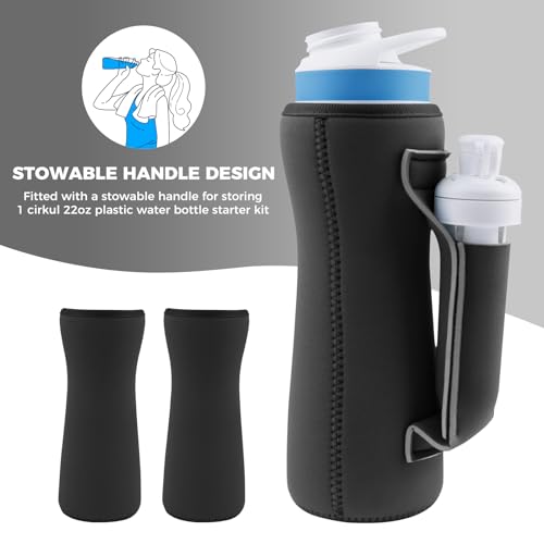 2Pcs Sleeve for Cirkul Water Bottle, Cirkul Water Bottle Sleeve, for 22oz Plastic & Stainless Steel Bottles, Sweat Absorbing Cirkul Sleeve, with Storage Handle, for Retaining Temperature