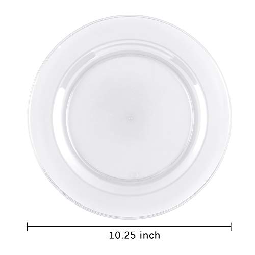 bUCLA 100Pieces Clear Plastic Plates -10.25inch Disposable Dinner Plates- Premium Weddings& Party Plates