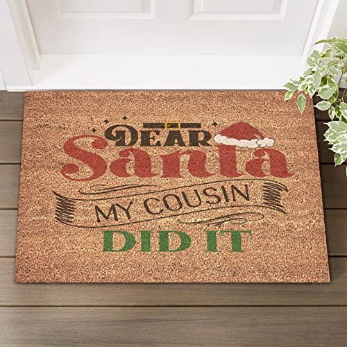 Outdoor Mats for Front Door Family Group Gifts Front Porch Welcome Mats Easy to Clean Dear Santa My Cousin Did It Coir Mat Indoor Outdoor - Front Door Entryway Mats Welcome Home Gifts 24x36in