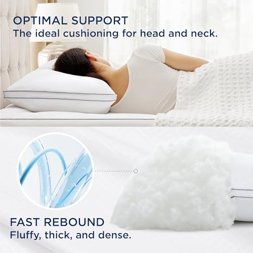 Bedsure Pillows King Size Set of 2 - Fluffy King Pillows 2 Pack, Bed Pillows for Sleeping Hotel Quality Gusseted Pillow with Down Alternative for Back, Stomach, or Side Sleeper, Machine Washable