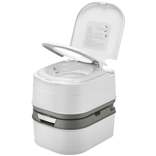 YITAMOTOR Portable Toilet Camping Porta Potty with Paper Collection 6.34 Gallon, Indoor Outdoor RV Toilet with Handle Pump, Leak-Proof OutdoorToilet for RV Travel, Boat, Trips, White