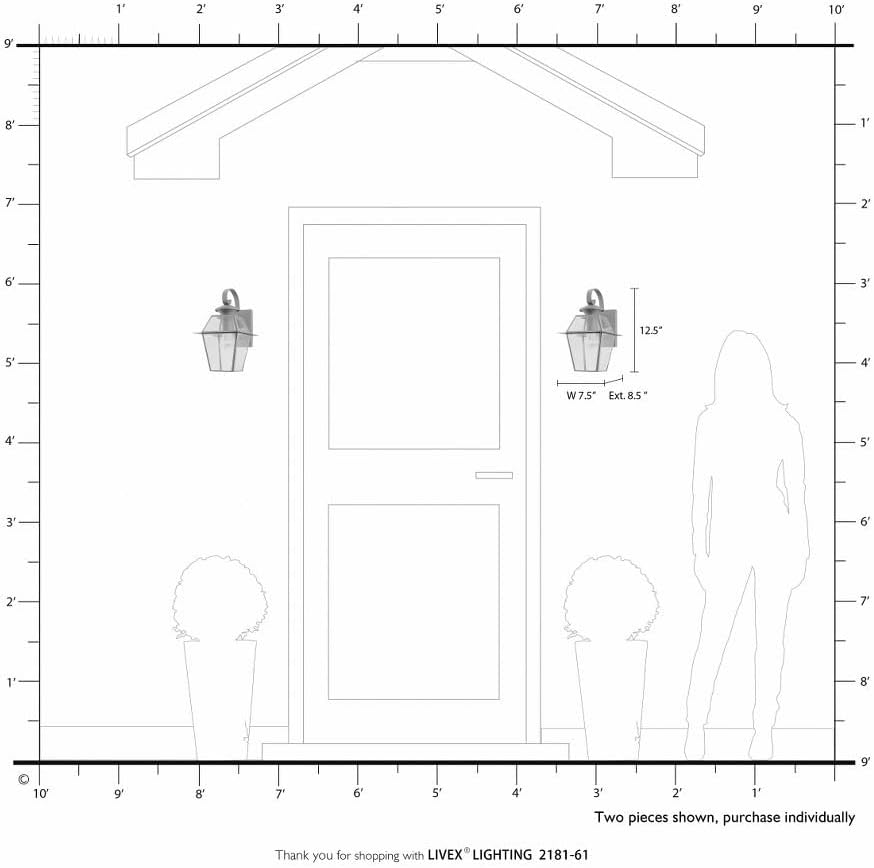 Livex Lighting 2181-61 Westover Charcoal 1 Light Outdoor Wall Lantern, Medium