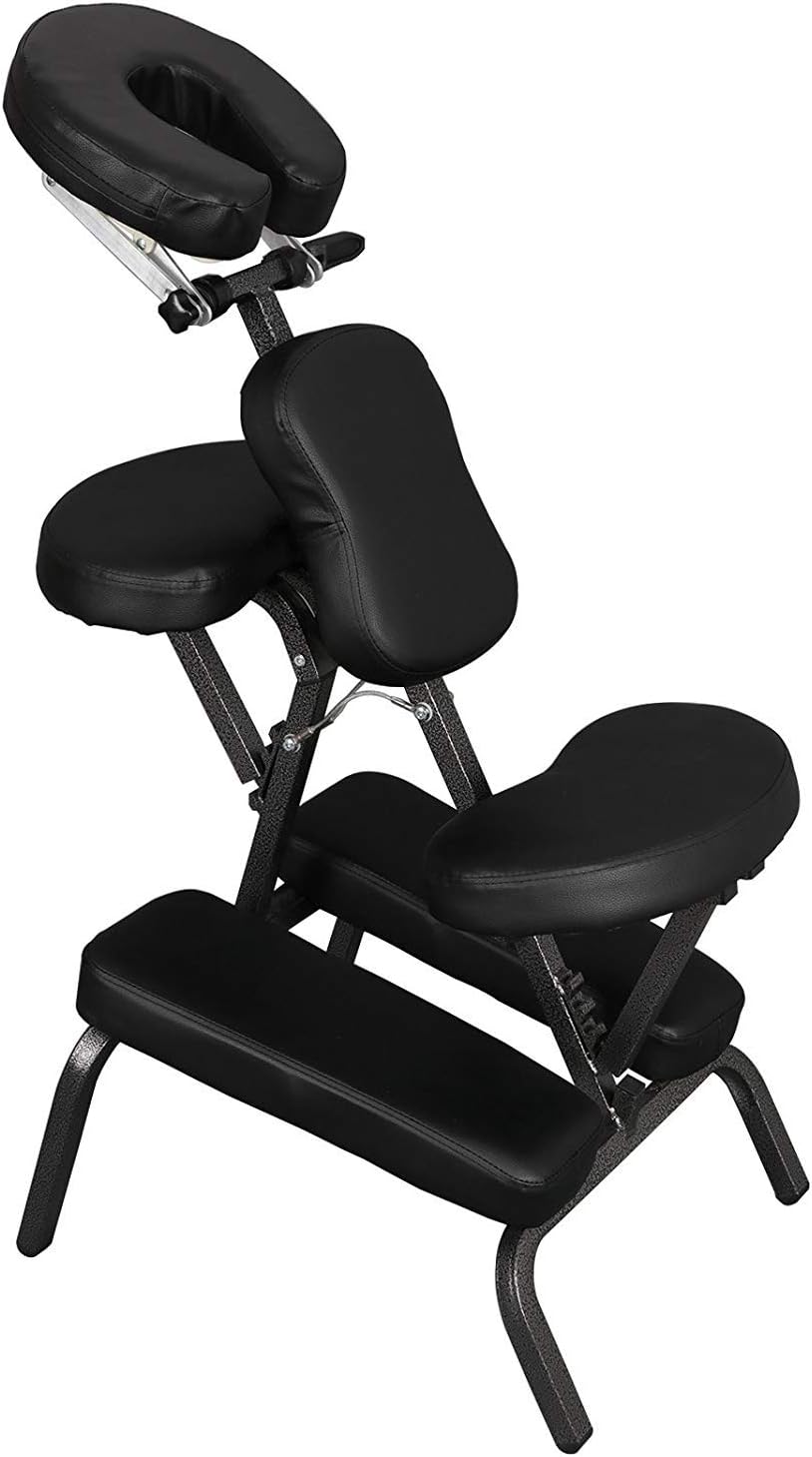 Massage Chair Portable Tattoo Folding Chairs High-Density Sponge Adjustable Salon Chair Light Weight Travel Spa Seat,with Carrying Bag (Black)