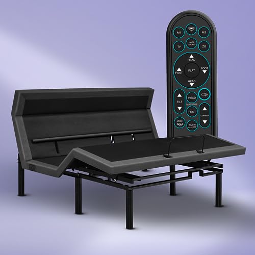 iDealBed 7i Custom Adjustable Bed Base, Pillow Tilt, Lumbar Adjustment, Wall-Hugger, Wireless, Massage, Memory, Advanced Smooth Silent Operation, Bluetooth, USB Ports, Zero G (Split King)
