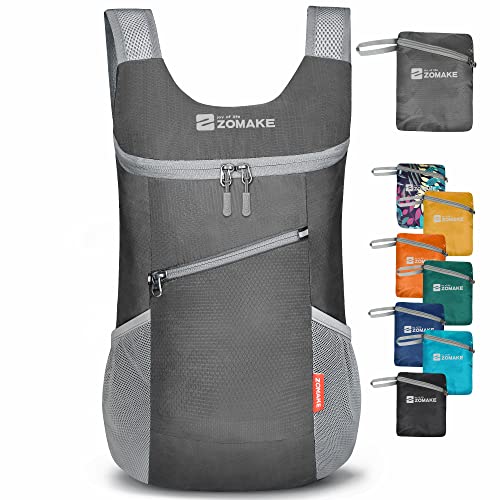 ZOMAKE Lightweight Packable Backpack 14L - Foldable Backpack Small Daypack Hiking Backpack Water-Resistant Day Bag for Travel(Black)