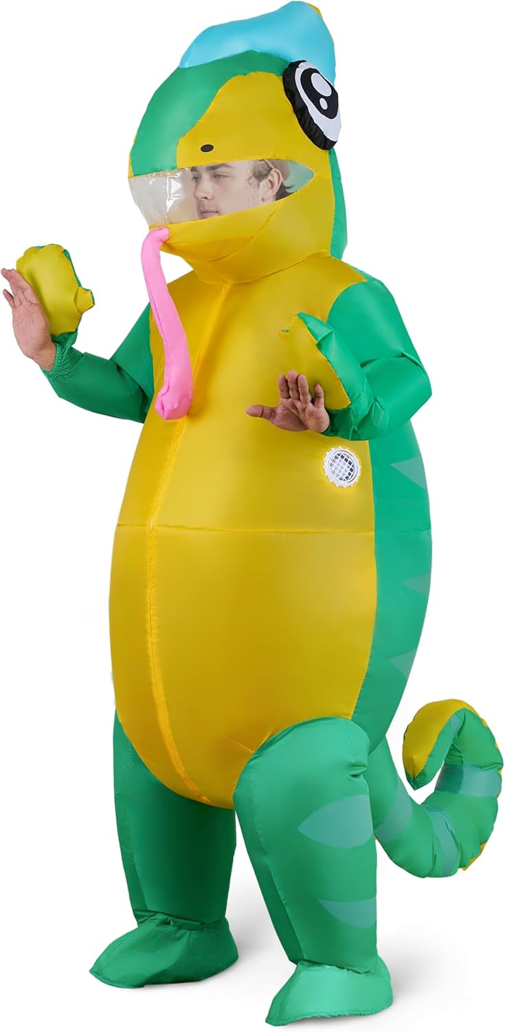 Spooktacular Creations Adult Inflatable Costume Full Body Light-up Chameleon Air Blow-up Deluxe Halloween Costume