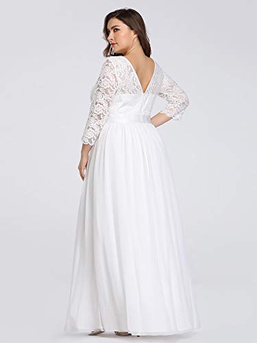 Ever-Pretty Women's Plus Size A-Line 3/4 Lace Sleeves Chiffon Long Maxi Formal Dresses 7412-PZ