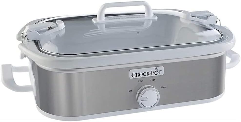 Crock-Pot SCCPCCM355SS 3.5 Quart Capacity Rectangular Shape 9 Inch x 13 Inch Casserole Slow Cooker with Locking Lid, Stainless Steel