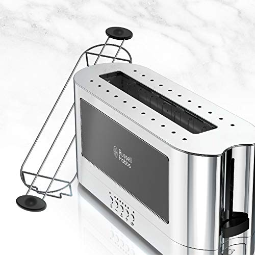 Russell Hobbs TRL9300GYR 2-Slice Glass Accent Long Toaster, Silver & Stainless Steel
