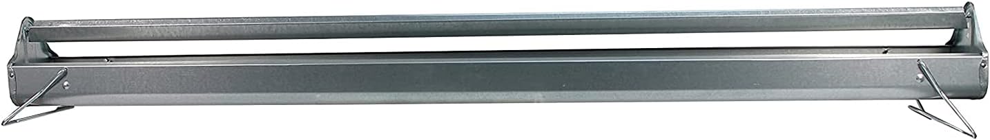 Miller Manufacturing Company 48 Inch Poultry Feeder Trough w/ Anti Roosting Spinning Reel Top For Chickens, Ducks, & Large Birds, Galvanized Steel