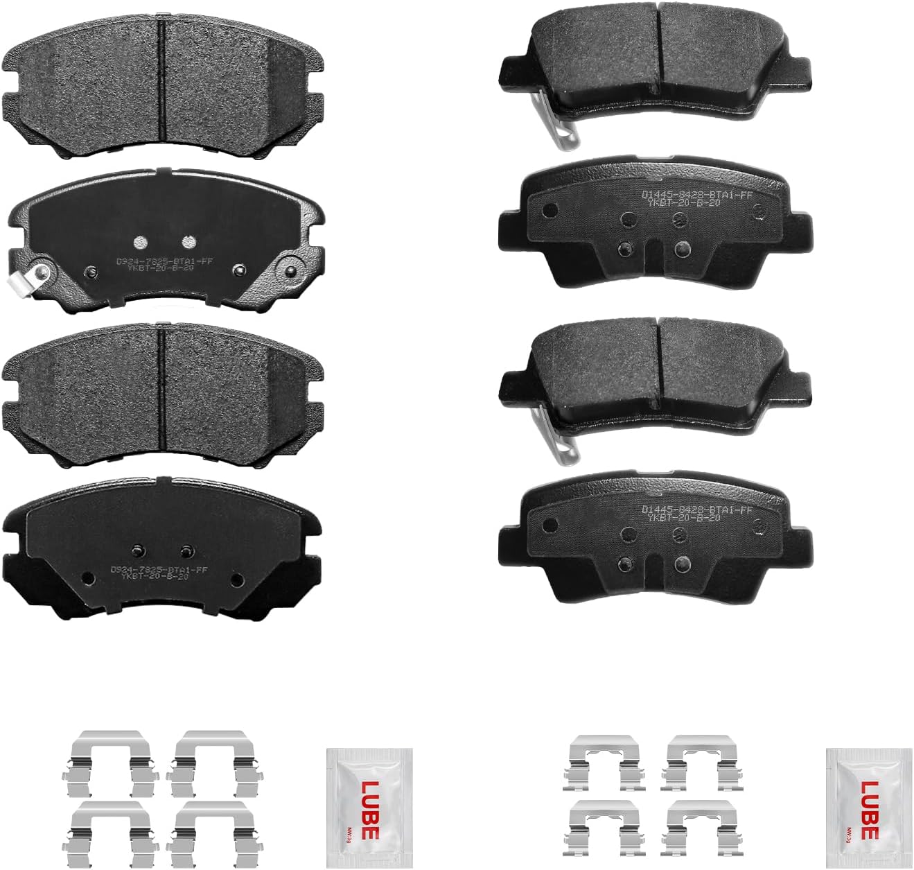Replacement Front and Rear Ceramic Disc Brake Pad Kit w/Hardware for 2009-2010 Hyundai Sonata