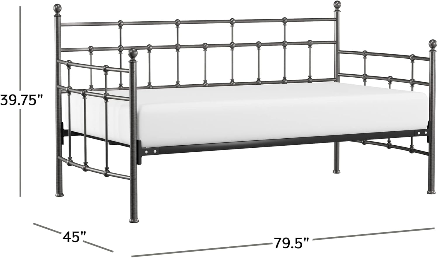 Hillsdale, Providence Metal Twin Daybed with Spindle Design, Aged Pewter