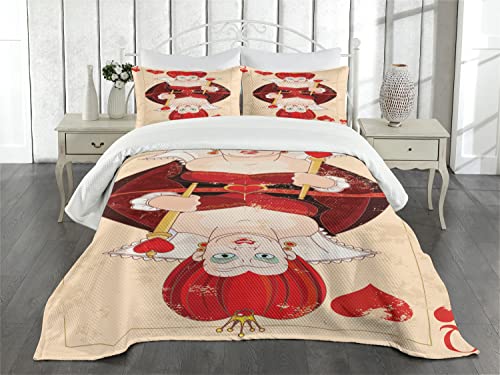 Ambesonne Gothic Bedspread Set, Abstract Old Fashioned Blossoms Nature Inspired Feminine Pattern Baroque Influences, 3 Piece Decorative Bedding Coverlet and 2 Pillow Shams, Queen Size, Tan Black