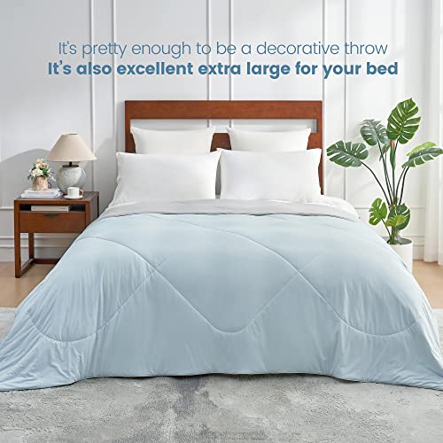 Cozy Bliss Cooling Comforter King Size, Cooling Blankets for Hot Sleepers and Night Sweats, Gray Summer Comforter for King Size Bed, Breathable Soft lightweight Silk Smooth