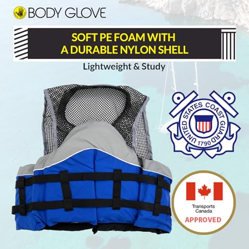 Body Glove Cove Fishing Vest - Unisex Nylon Fishing Life Jacket with 2 Pockets - USCG and Transport Canada Approved Adult Life Vest for Boating, Fishing, Kayaking, Rafting