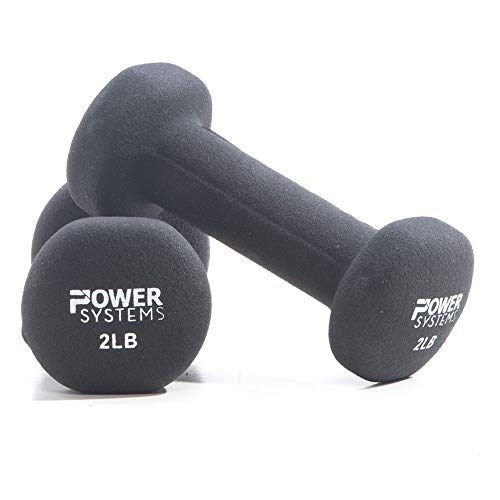 Power Systems Premium Neoprene Dumbbells - Non-Slip Grip and Squared Edges to Prevent Rolling