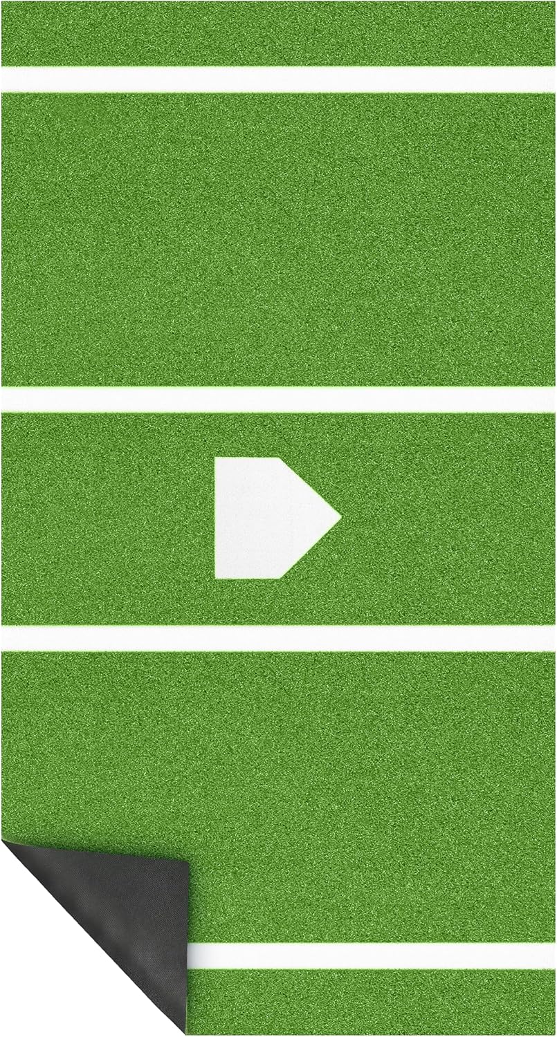 Heavy-Duty Baseball Batting Hitting Mat 12' x 6' Baseball Softball Turf Training Mat Regulation Size with Home Plate Non-Slip Bottom Thickening Design Suitable for Indoor and Outdoor Use