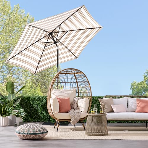 Best Choice Products 10ft Outdoor Steel Polyester Market Patio Umbrella w/Crank, Easy Push Button, Tilt, Table Compatible - Brown