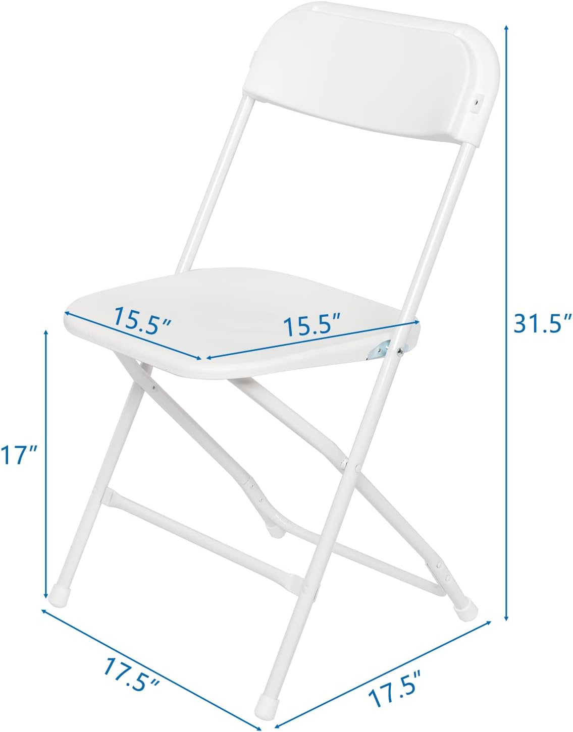 10 Pack White Plastic Folding Chair, Indoor Outdoor Portable Stackable Commercial Seat with Steel Frame 260lb. Capacity for Events Office Wedding Party Picnic Kitchen Dining