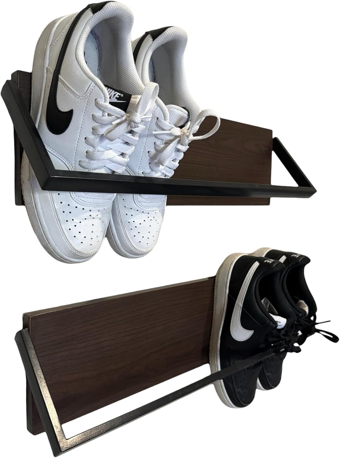 Wall Shoe Rack - Set of 2 Wall Mounted Shoe Rack - Space Saving Wall Shoe Organizer - Wall Shoe Storage for Small Spaces - Durable Shoe Holder for Wall - Wall Shelf for Shoes