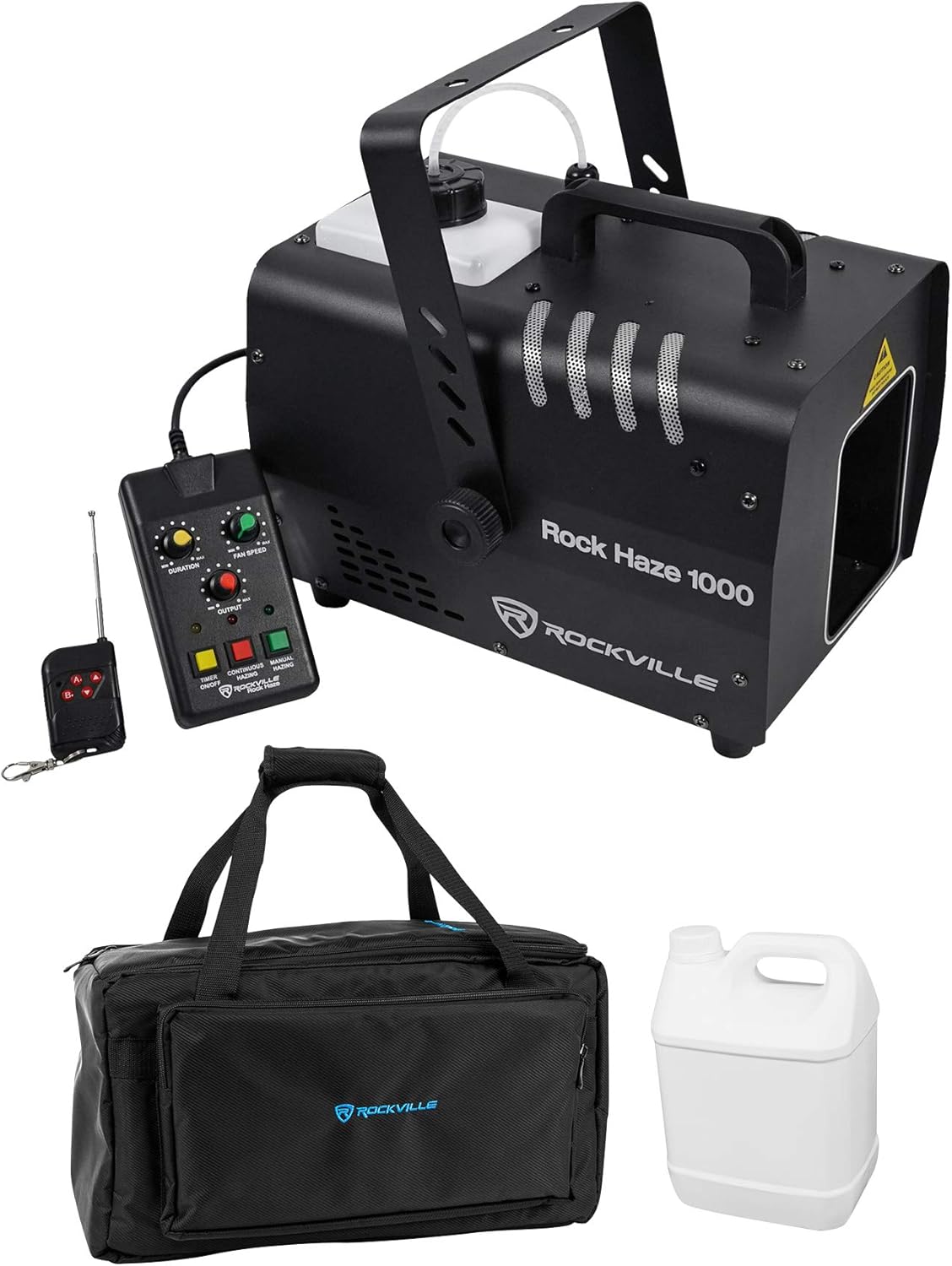 Rockville Bundle: (1) ROCKHAZE 1000 CFM DMX Hazer Machine Water Based DJ/Club Haze+2 Remotes Bundle with (1) BAG1200 Waterproof Travel Bag For Fog/Haze Machine (2 Items)