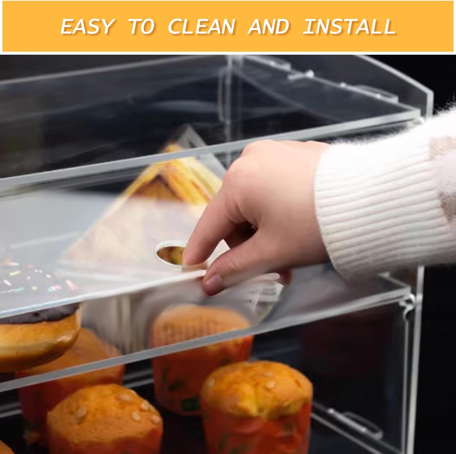 Acrylic Pastry Display Case, 2 Tray Commercial Countertop Bakery Display Case , 19.2x9x10.5 inch Acrylic Bread Display Box