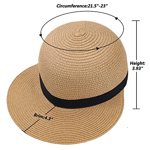 Women's Wide-Brim-Sun-Hats for Women Sun-Visor-Caps Summer Foldable-Beach-Sun-Hat Caps(Size:56cm/22.04inch)