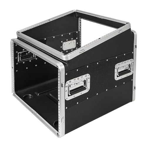 Sound Town Lightweight and Compact 10U ATA ABS Rack Case, with Slant Mixer Top, Casters, 24.5