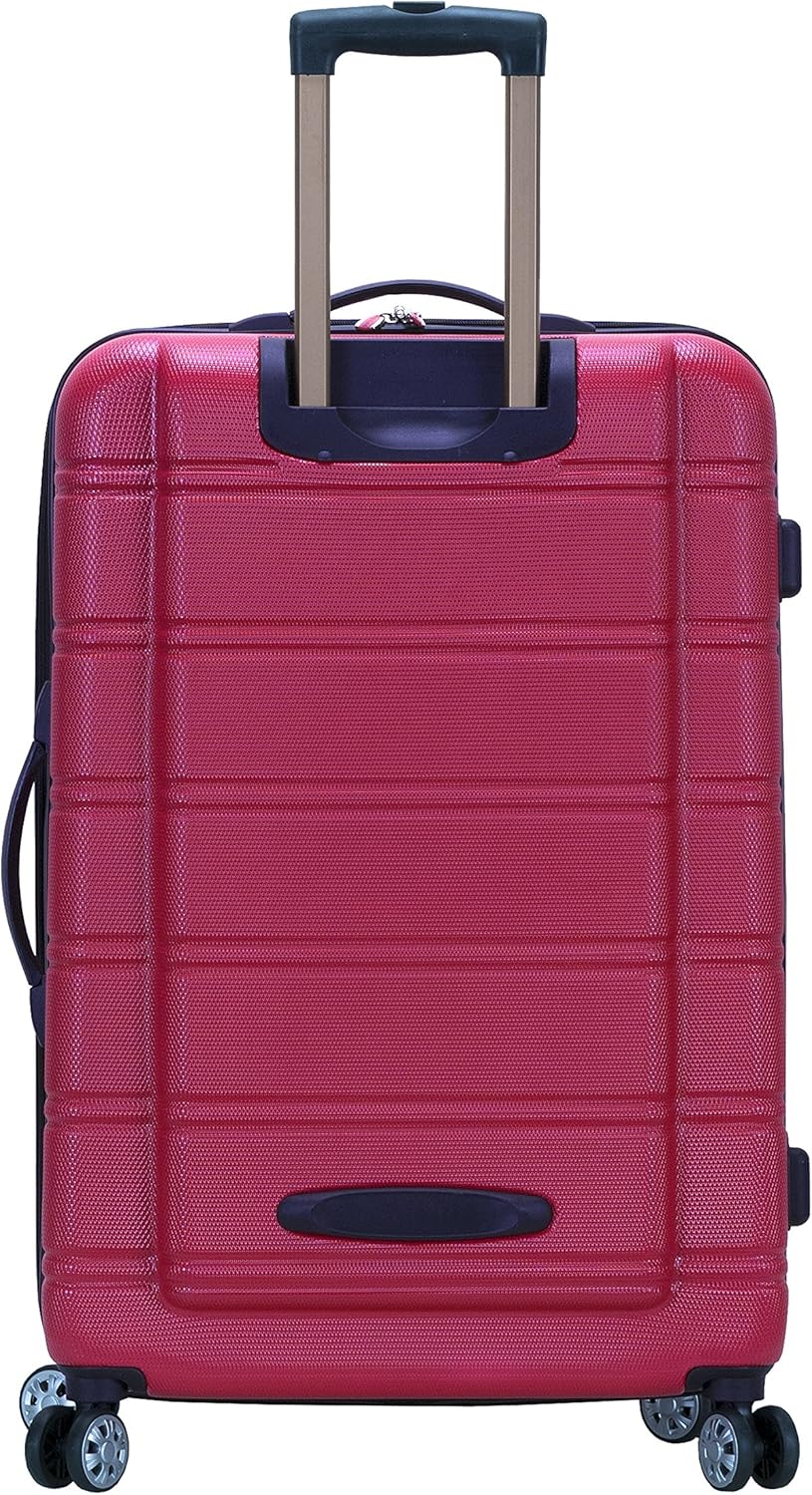 Rockland Melbourne Hardside Expandable Spinner Wheel Luggage, Magenta, Checked Large 28