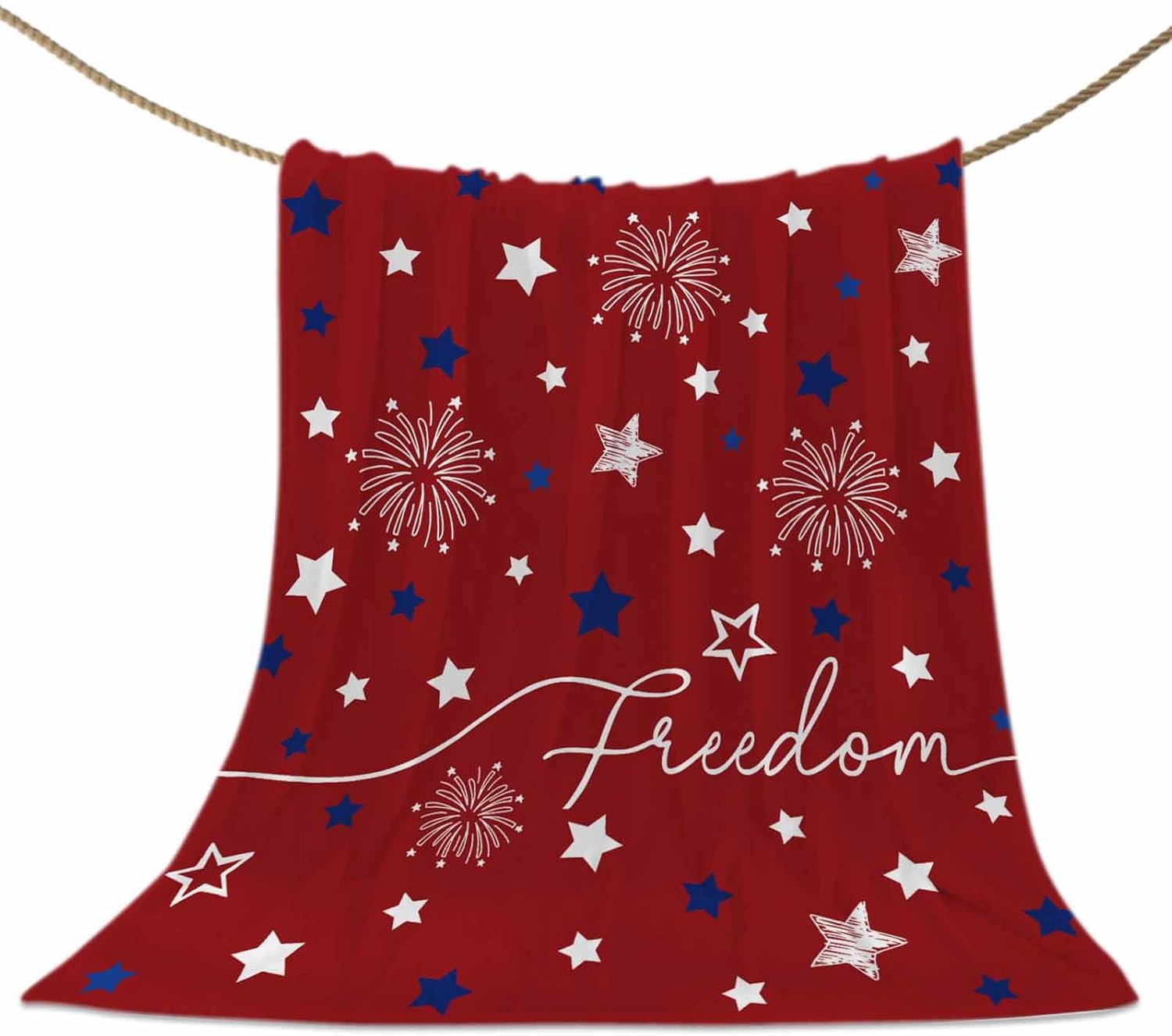 Patriotic 4th of July Throw Blankets, Red White Blue Stars Freedom Soft Fleece Blanket Decorative for Home Sofa Couch Chair Living Bedroom,40x50 Inches, Memorial Day Summer