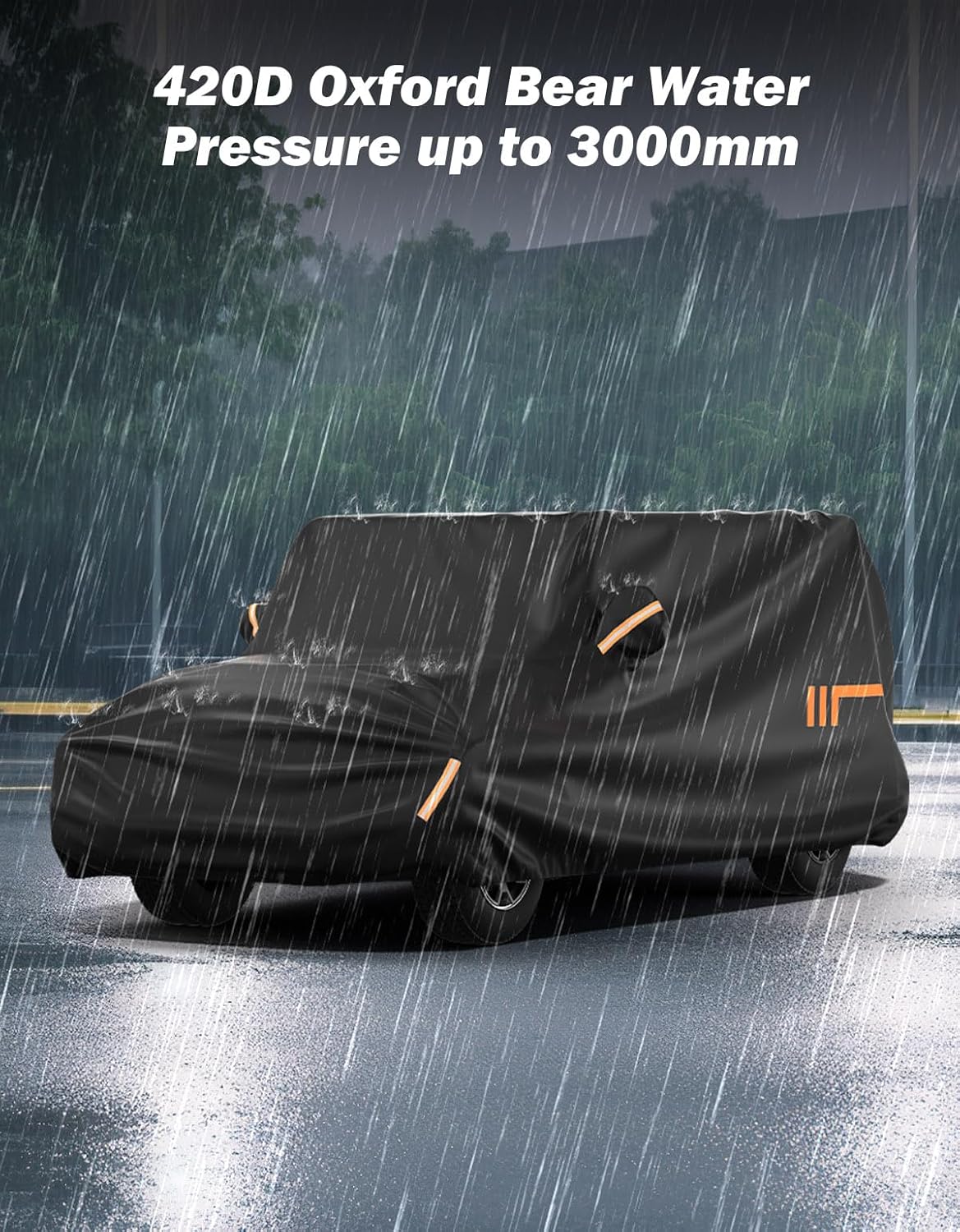 JOYTUTUS Car Cover Compatible with Wrangler JK JL 2007-2024, Water-Resistant Oxford All Weather Cover fit Wrangler JK JL 4 Doors, Windproof Dustproof Scratch Resistant Auto Cover