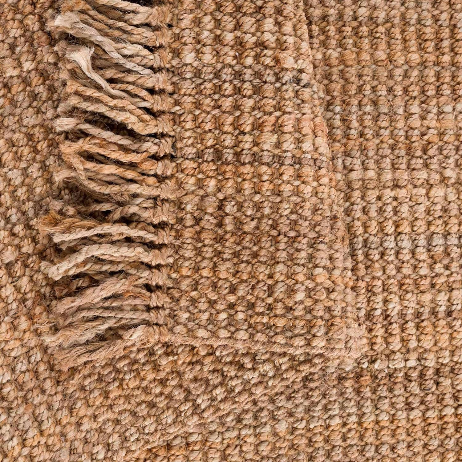 Hauteloom Moncton Sea Grass Jute Rug - Natural Fiber Area Rug - Natural Fringe Tassel - Rattan Wicker Look Carpet - Brown - 9'6