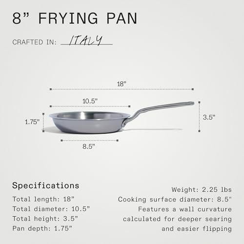 Made In Cookware - 10-Inch Stainless Steel Frying Pan With Lid - 5 Ply Stainless Clad - Professional Cookware - Crafted in Italy - Induction Compatible