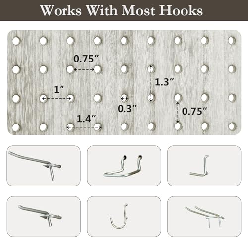 6 Panel Room Dividers and Folding Privacy Screens, 5.6Ft Wooden Pegboard Display, Privacy Dividers for Bedroom, Portable Dispxlay Board Organizer for Store, Jewelry Display, White