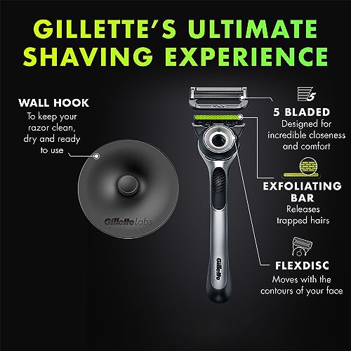 GilletteLabs Gillette Mens Razor Blade Refills , Compatible Only with GilletteLabs Razors with Exfoliating Bar and Heated Razor, 6 Razor Blade Cartridges