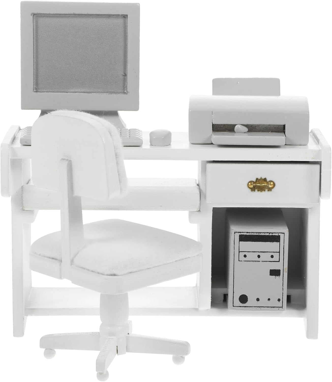 ERINGOGO 1 Set Office Scene Props Dollhouse Mini Laptop Mini Computer Model Dollhouse Office Desk Miniature Computer Desk Dollhouse Miniature Computer Wood Child Furniture White Thing