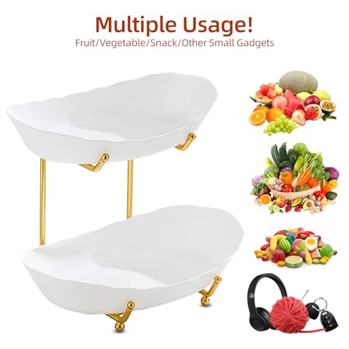 Fruit Bowl for Kitchen Counter 3 Tier Acrylic Fruit Basket with Serving Bowls and Metal Stand Tiered Serving Bowls for Fruit Vegetable Storage Snack/Nuts/Cake/Dessert Perfect for Party