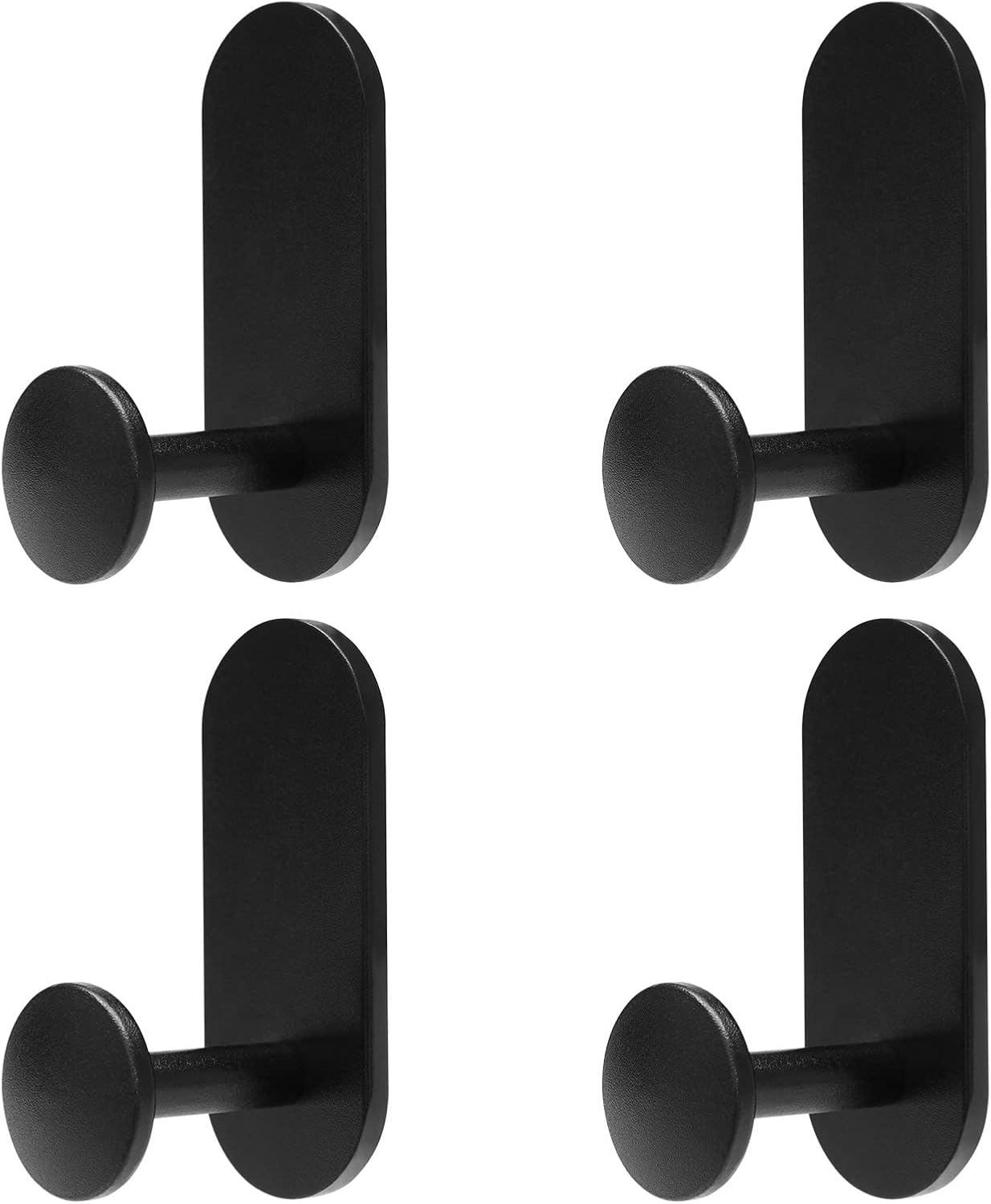 TBVECHI 4 Pack Towel Hooks, Black Adhesive Hooks Wall Mounted Hooks Heavy Duty, Waterproof Sticky Hooks for Hanging Towel, Key, Coat, Hat, Robe, Clothes, Towel Hook for Bathroom Kitchen