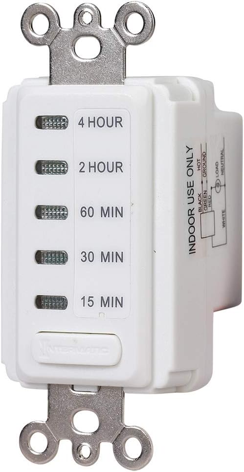 Intermatic EI215W 15/30/60 Minute, 2/4 Hour SPST 1800-Watt in-Wall Countdown Timer, White