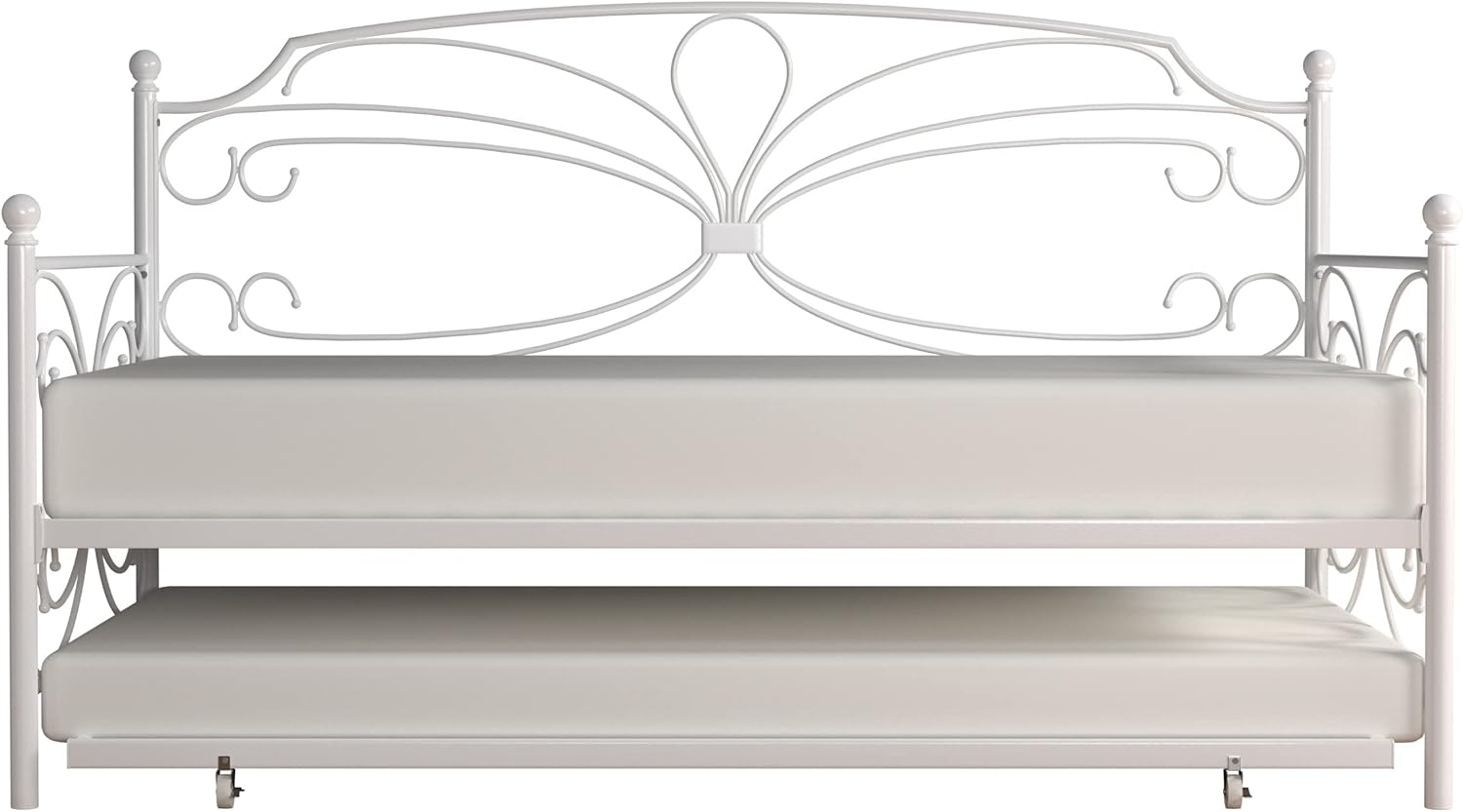 Hillsdale, Anslee Whimsical Scroll Metal Complete Twin Daybed with Trundle, White